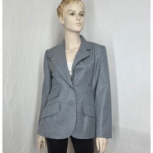 Vtg P.B.D. International Wool Pinstripe Blazer Juniors 7‎ Gray Quiet Luxury Prep